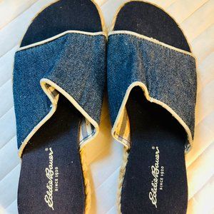 Vintage Classic Eddie Bauer Denim Slip-on Sandals with rope trim Size 7